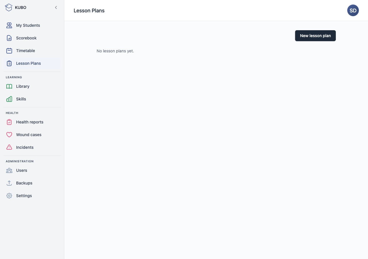 Lesson plans in the KUBO platform