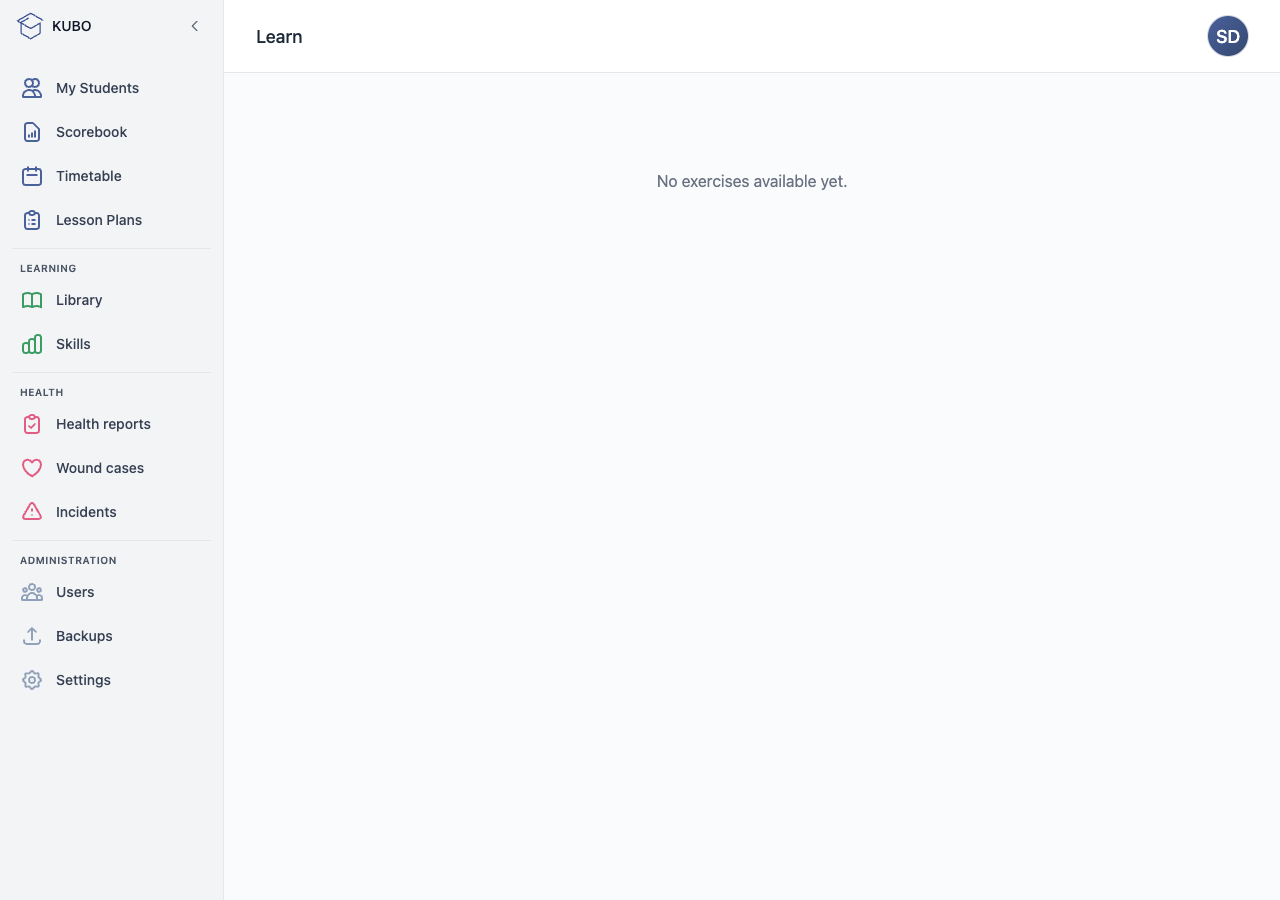 Library & exercises in the KUBO platform