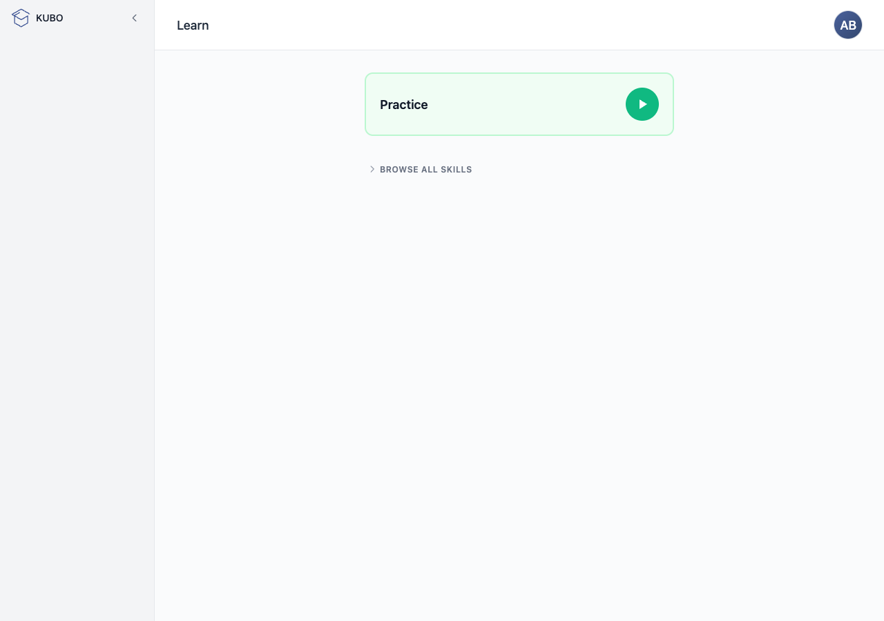 Practice in the KUBO Learn module